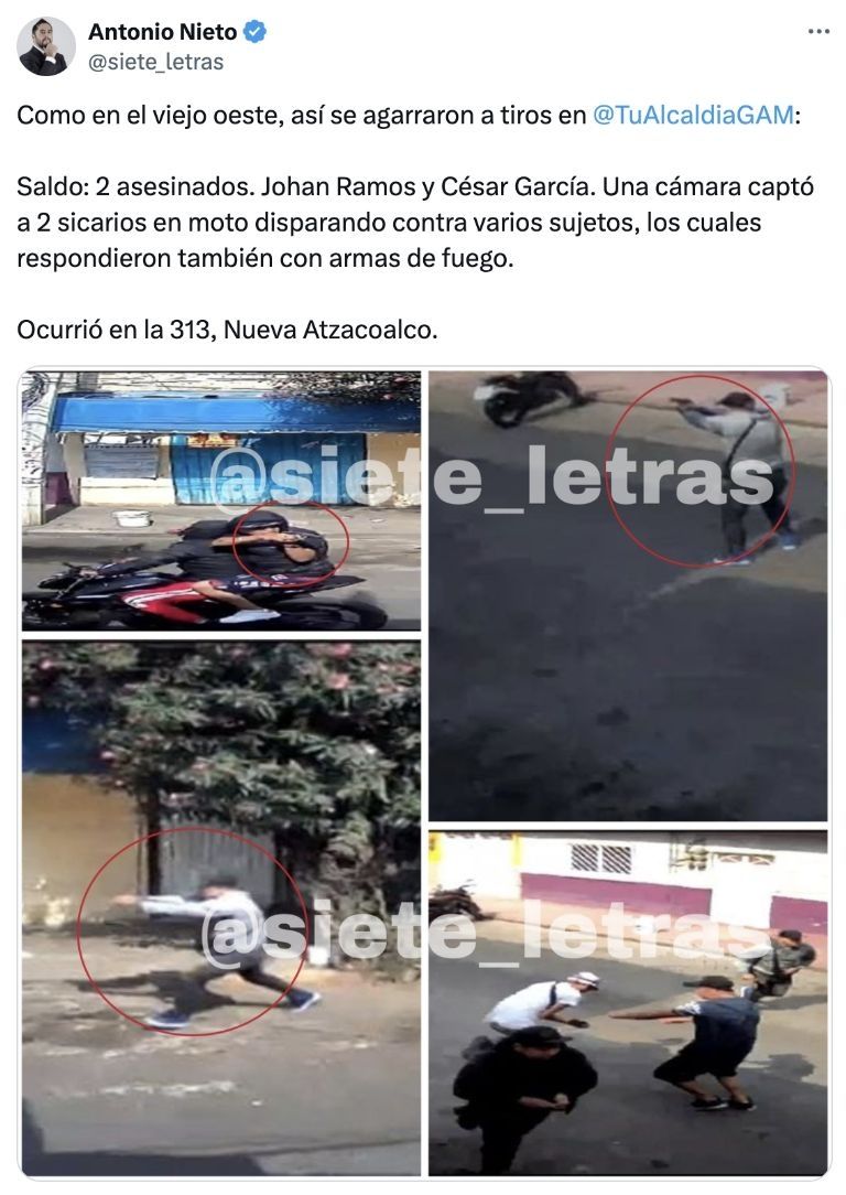 Balacera en la Gustavo A. Madero deja 2 muertos tras tiroteo entre pistoleros