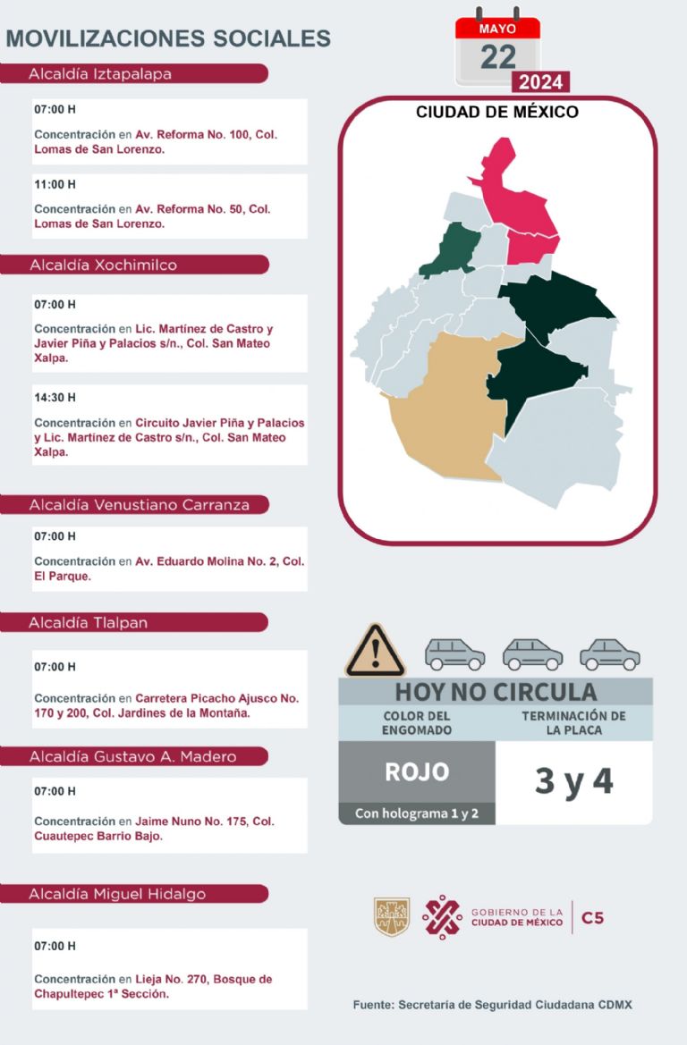 Tráfico en CDMX hoy 22 de mayo