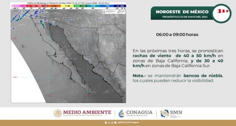 Clima en Sonora para hoy, viernes 24 de mayo. Foto: Conagua