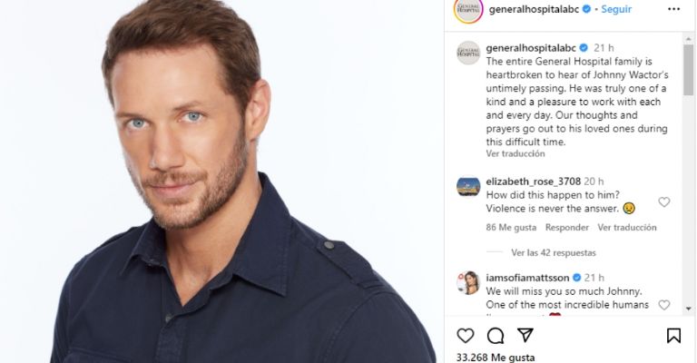 Johnny Wactor de General Hospital es asesinado de forma violenta