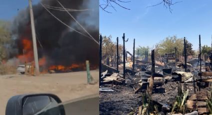 Fuerte incendio en Pueblo Yaqui consume 6 viviendas; captan enormes llamas en VIDEO