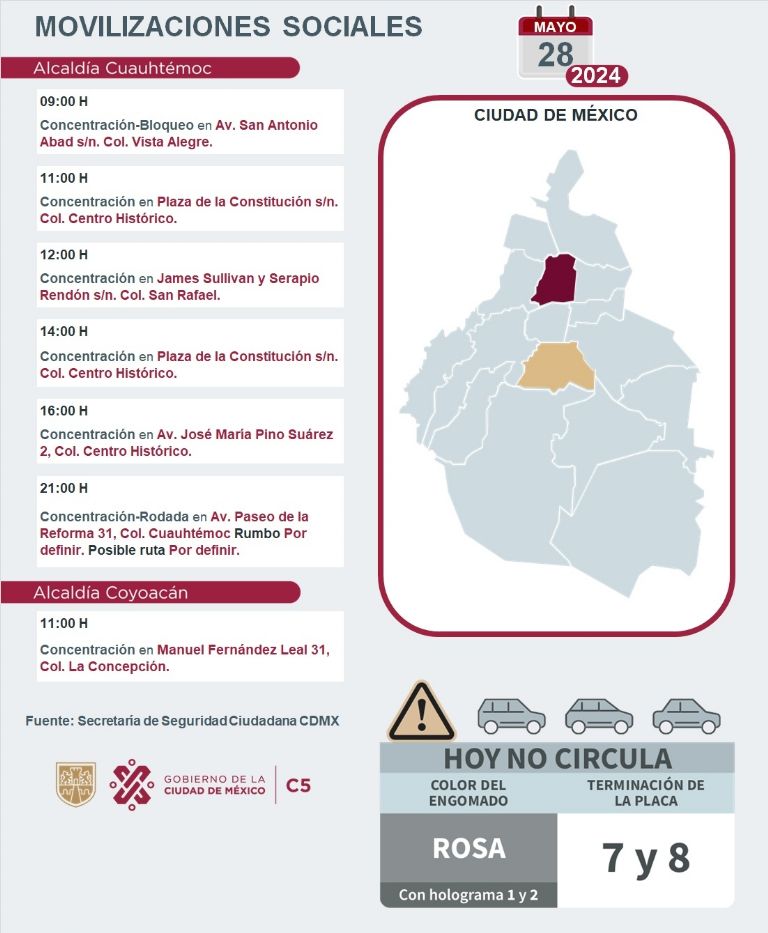 Tráfico en CDMX hoy 28 de mayo
