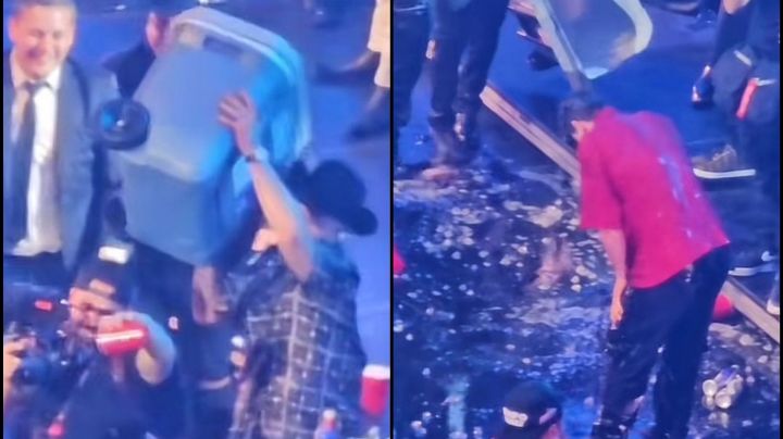 FOTO: Eduin Caz ataca a su cuñado por la espalda en pleno concierto; le arrojó una hielera