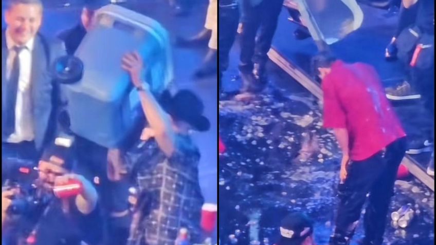 FOTO: Eduin Caz ataca a su cuñado por la espalda en pleno concierto; le arrojó una hielera