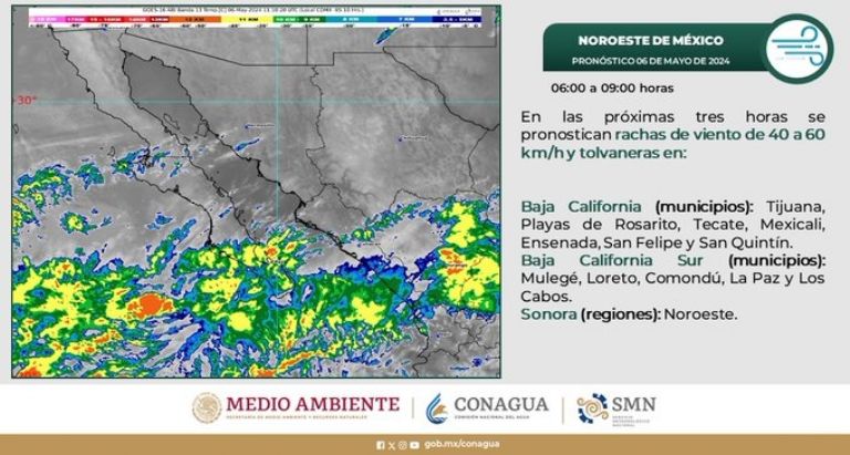Clima en Sonora para hoy, lunes 6 de mayo. Foto: Conagua