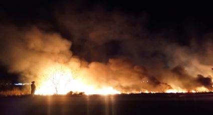 Se registra fuerte incendio forestal a un costado de la carretera Hermosillo - Guaymas