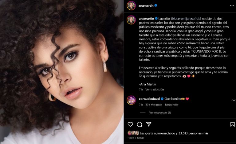 Ana Martín sale en defensa de Lucerito MIjares 