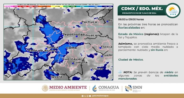 Clima en CDMX hoy 10 de junio