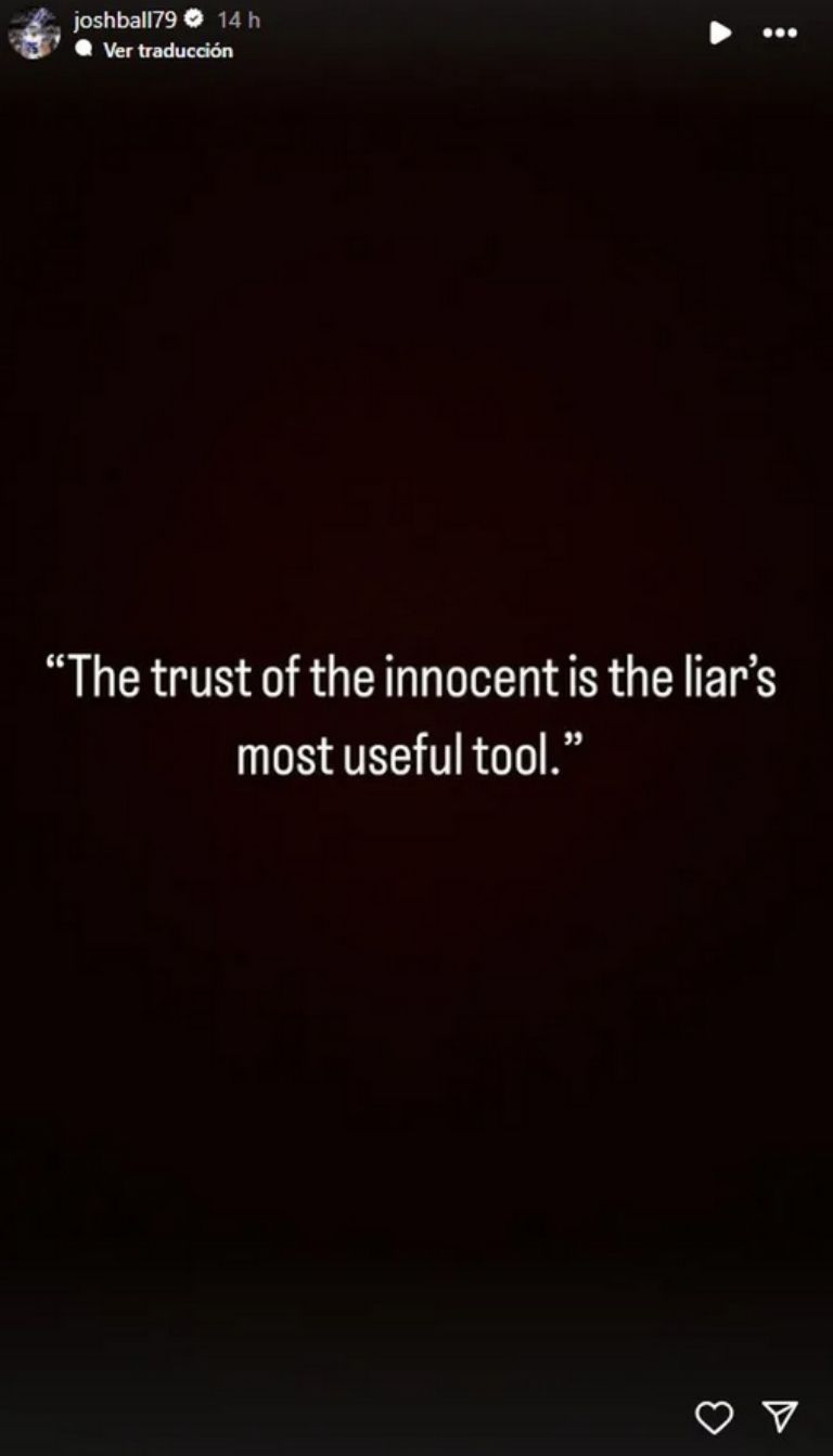 Josh Balls lanzaría indirecta a Ángela Aguilar en sus historias