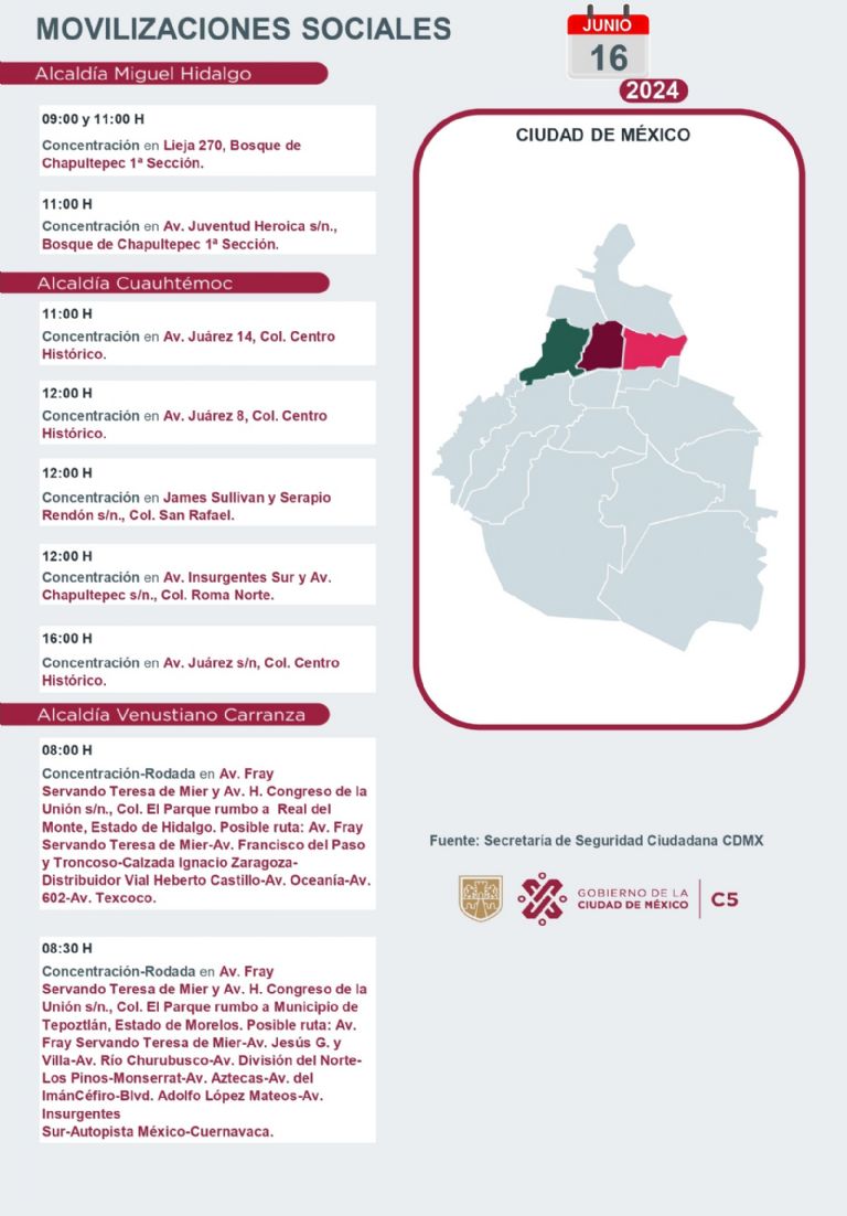 Tráfico en CDMX hoy 16 de junio