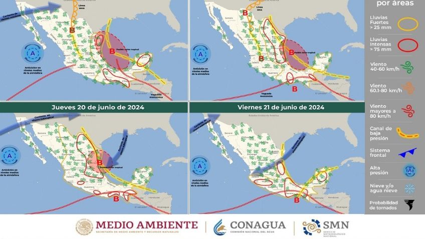 Alerta Meteorológica: Sistema con potencial ciclónico y pronóstico de lluvias intensas