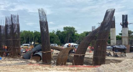 Segundo accidente en obras del Tren Maya; se desprende parte del puente