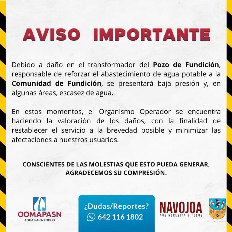 Desabasto de agua en el oriente de Navojoa