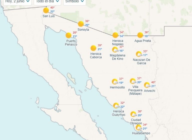 Clima en Sonora para hoy, domingo 2 de junio. Foto: Meteored