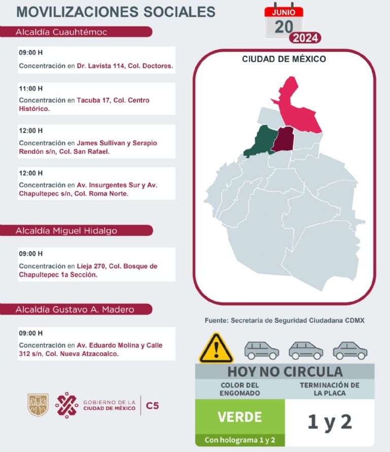 Tráfico en CDMX hoy 20 de junio