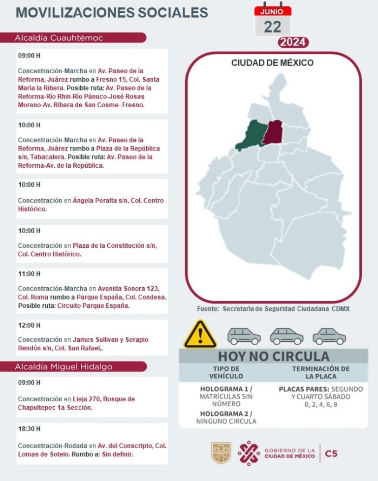 Tráfico en CDMX hoy 22 de junio