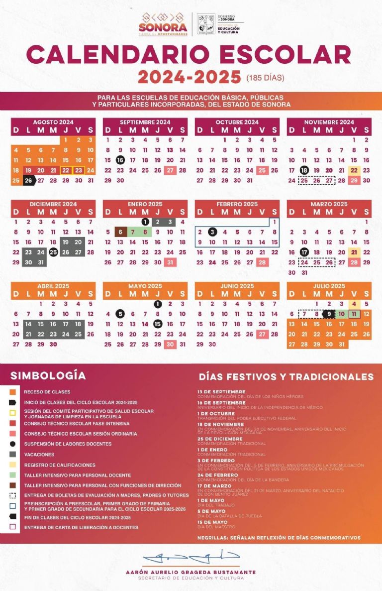 Nuevo calendario escolar. Foto: X @SECSonora