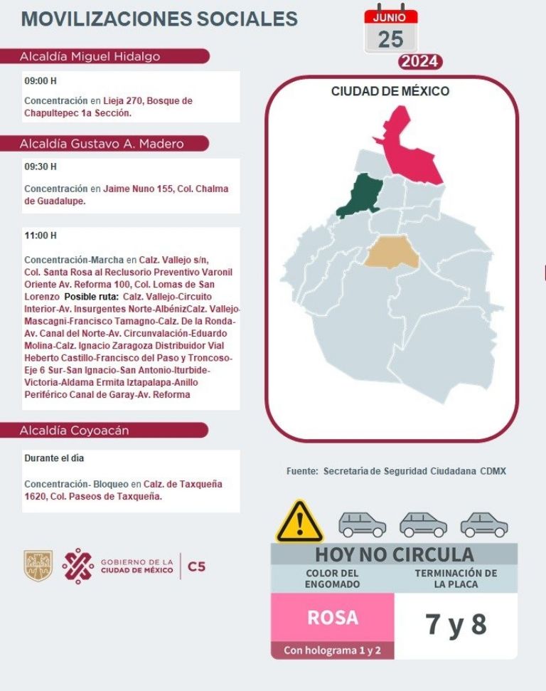 Tráfico en CDMX hoy 25 de junio