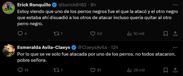 Los internautas se percataron que solo uno de los perros fue el que atacó a la señora