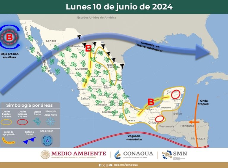 Clima en México para el inicio de semana. Foto: Conagua