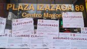 Foto ilustrativa de la nota titulada Pegan sellos de clausura a Plaza Izazaga 89; estos fueron los motivos de cierre