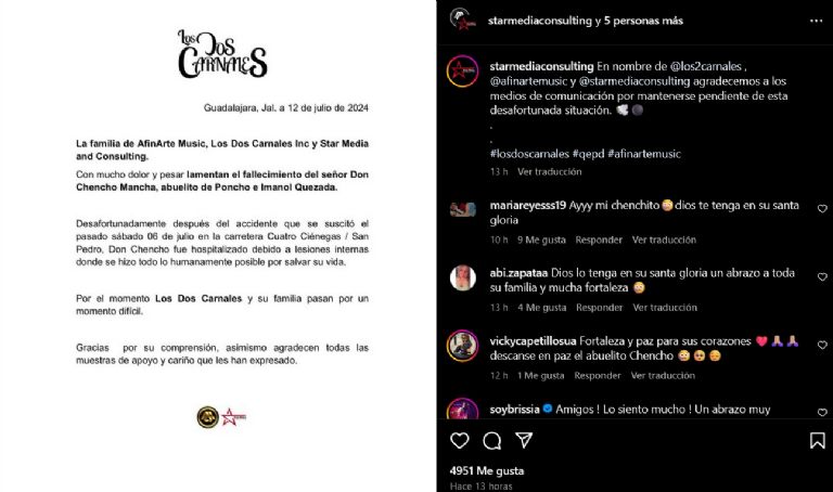 Fallece abuelo de Los Dos Carnales