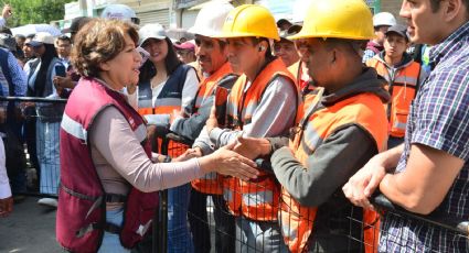 Tras inundaciones en Chimalhuacán, Delfina Gómez inicia con trabajos de pavimentación