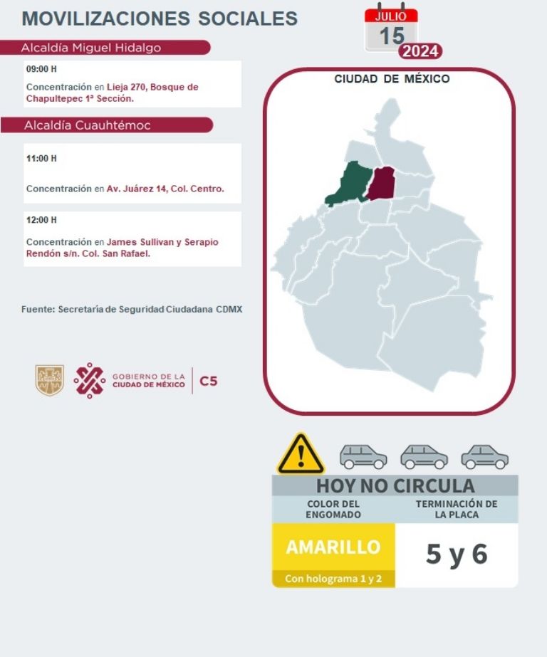 Tráfico en CDMX hoy 15 de julio