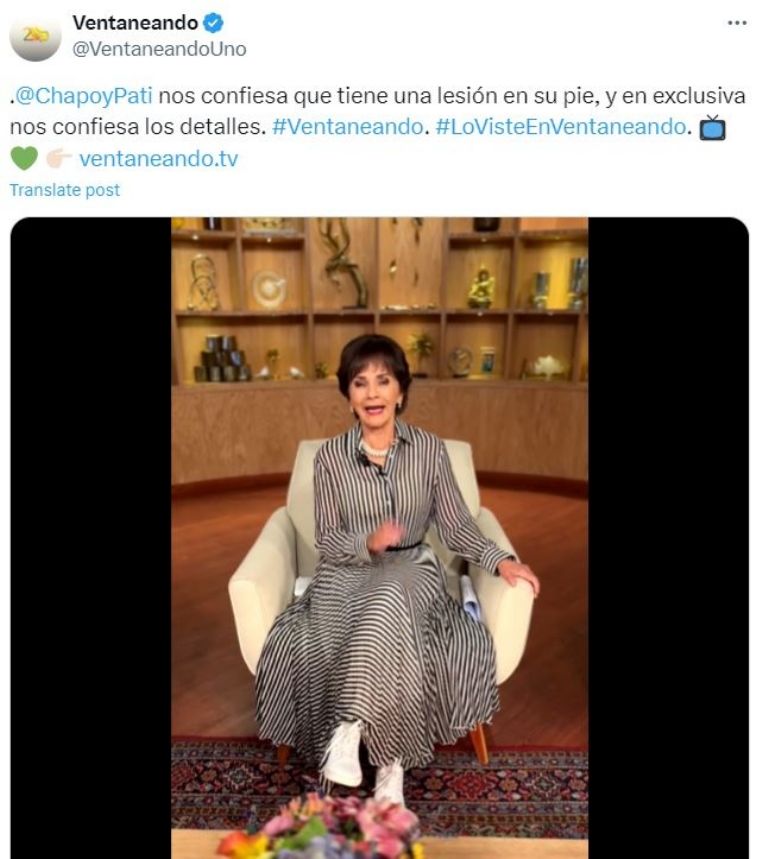 Pati Chapoy confirma problema de salud que le impide caminar