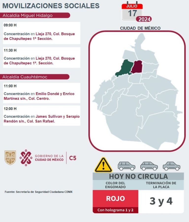 Tráfico en CDMX hoy 17 de julio
