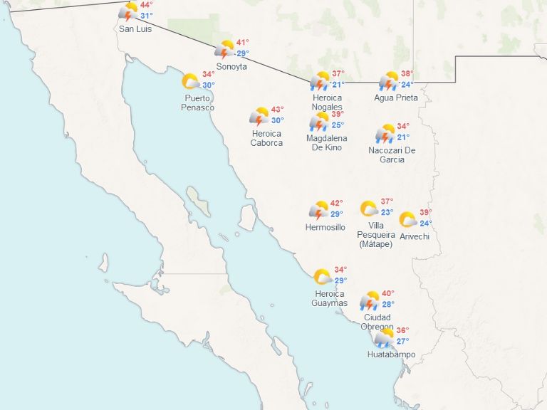 Clima de HOY en Sonora