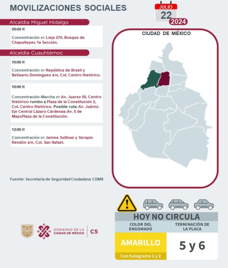 Tráfico en CDMX hoy 22 de julio