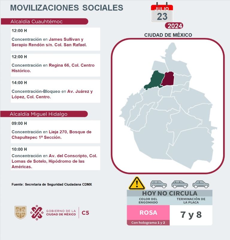 Tráfico en CDMX hoy 23 de julio