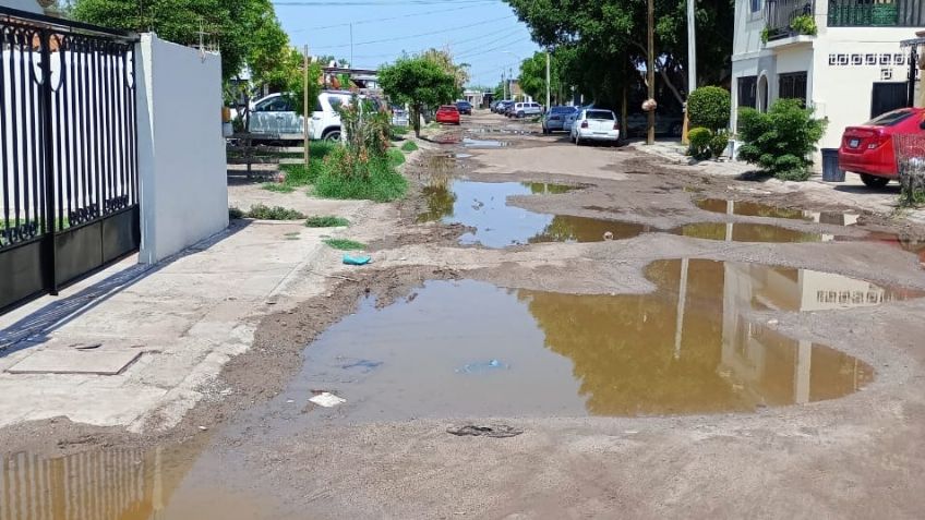 Vecinos del fraccionamiento Laureles en Navojoa, viven entre aguas negras