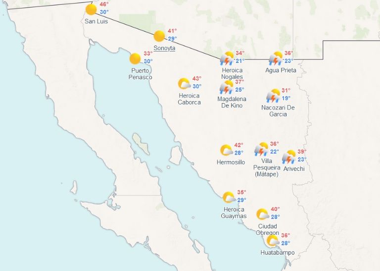 Clima para HOY en Sonora