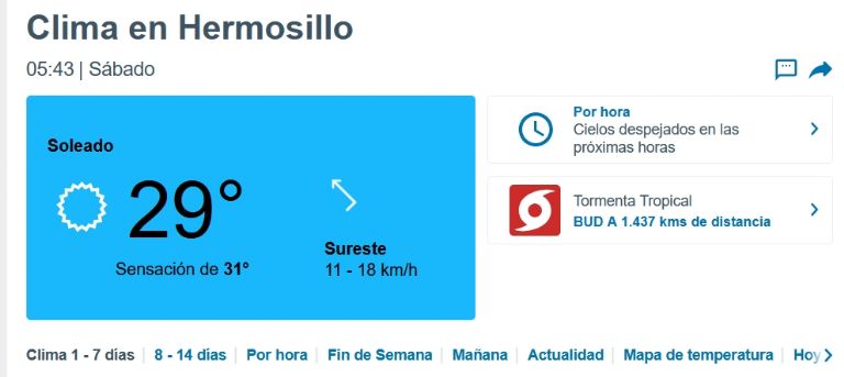Pronóstico del clima en Hermosillo 