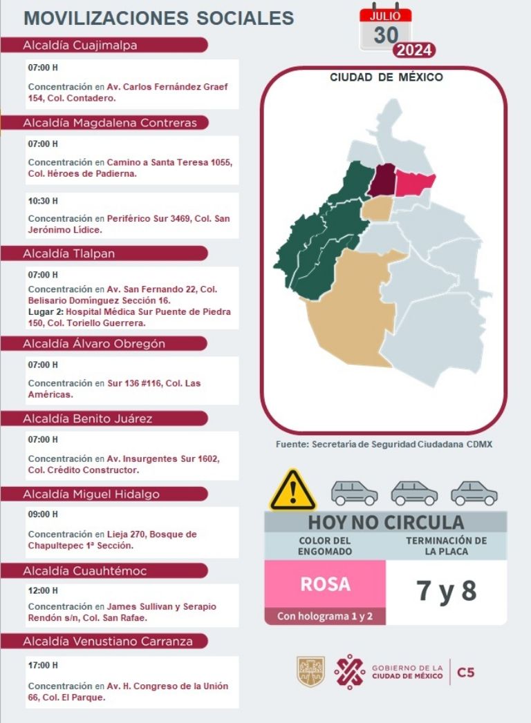 Tráfico en CDMX hoy 30 de julio