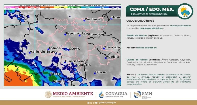 Clima en CDMX hoy 30 de julio