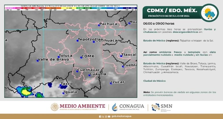 Clima en CDMX hoy 06 de julio