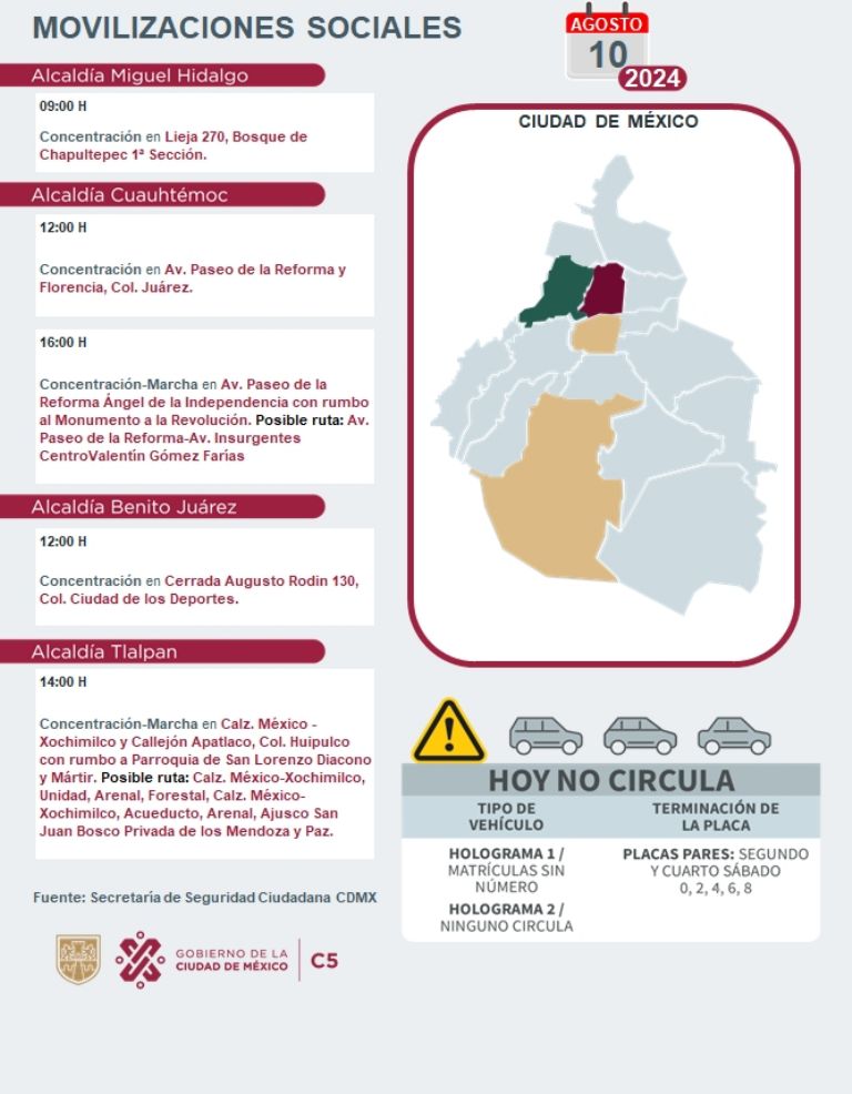 Tráfico en CDMX hoy 10 de agosto