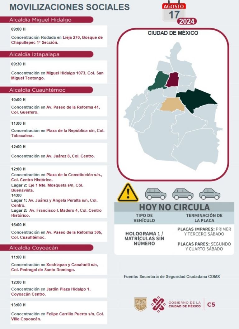 Tráfico en CDMX hoy 17 de agosto