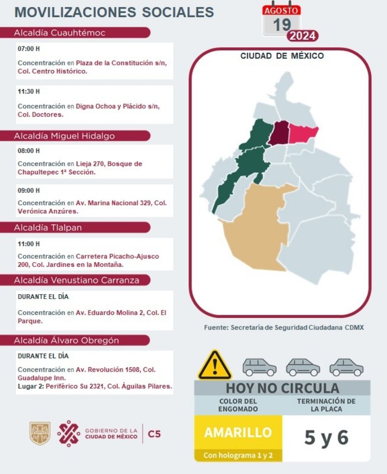 Tráfico en CDMX hoy 19 de agosto