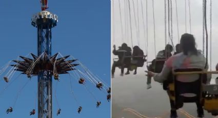 VIDEO: Fuertes lluvias dejan atrapados a usuarios en el Supergirl Sky Flight de Six Flags