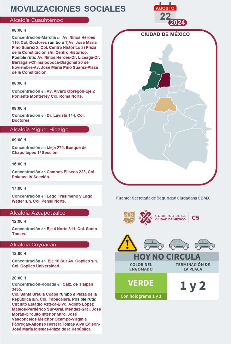 Tráfico en CDMX hoy 22 de agosto