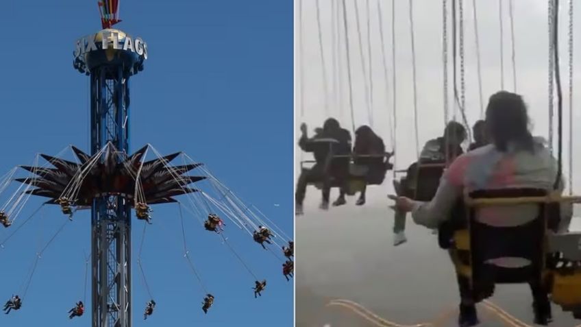 VIDEO: Fuertes lluvias dejan atrapados a usuarios en el Supergirl Sky Flight de Six Flags