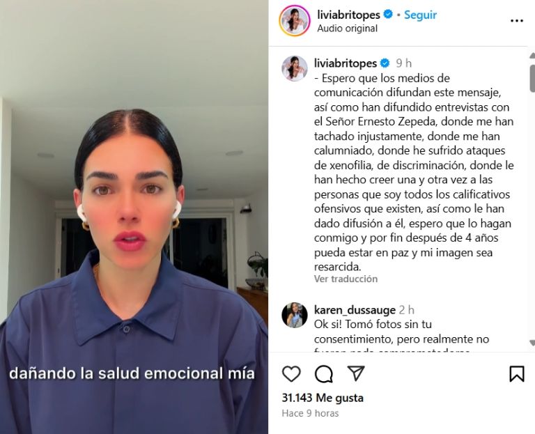 Tras las acusaciones, Livia ha sido blanco de he sufrido ataques de xenofobia y de discriminación