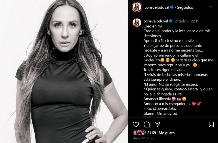 Consuelo Duval reflexiona sobre su aprendizaje de vida