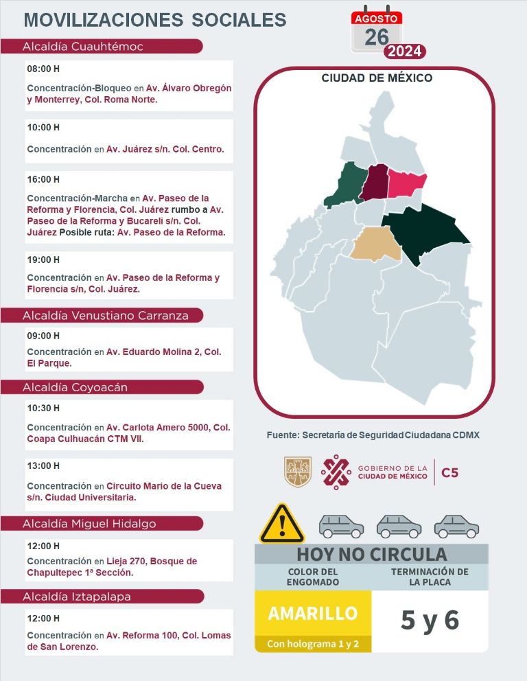 Tráfico en CDMX hoy 26 de agosto