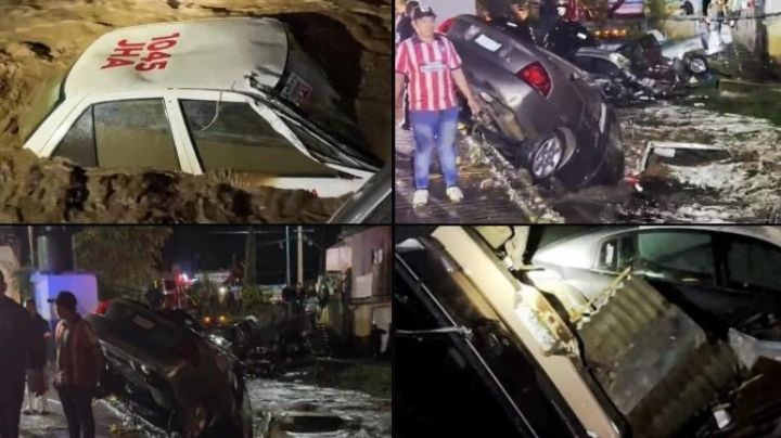 Lluvia y desborde de río sepulta autos y casas en Tejupilco; acuden equipos de emergencia