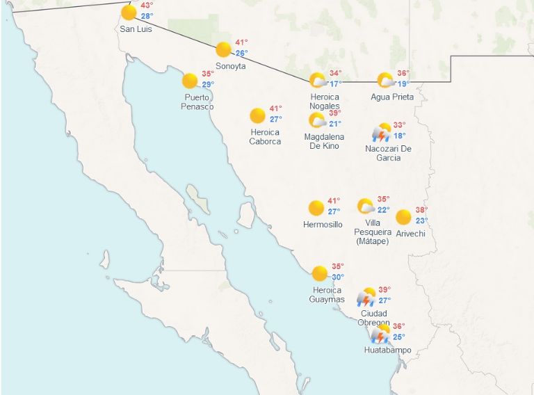 Clima de hoy en Sonora